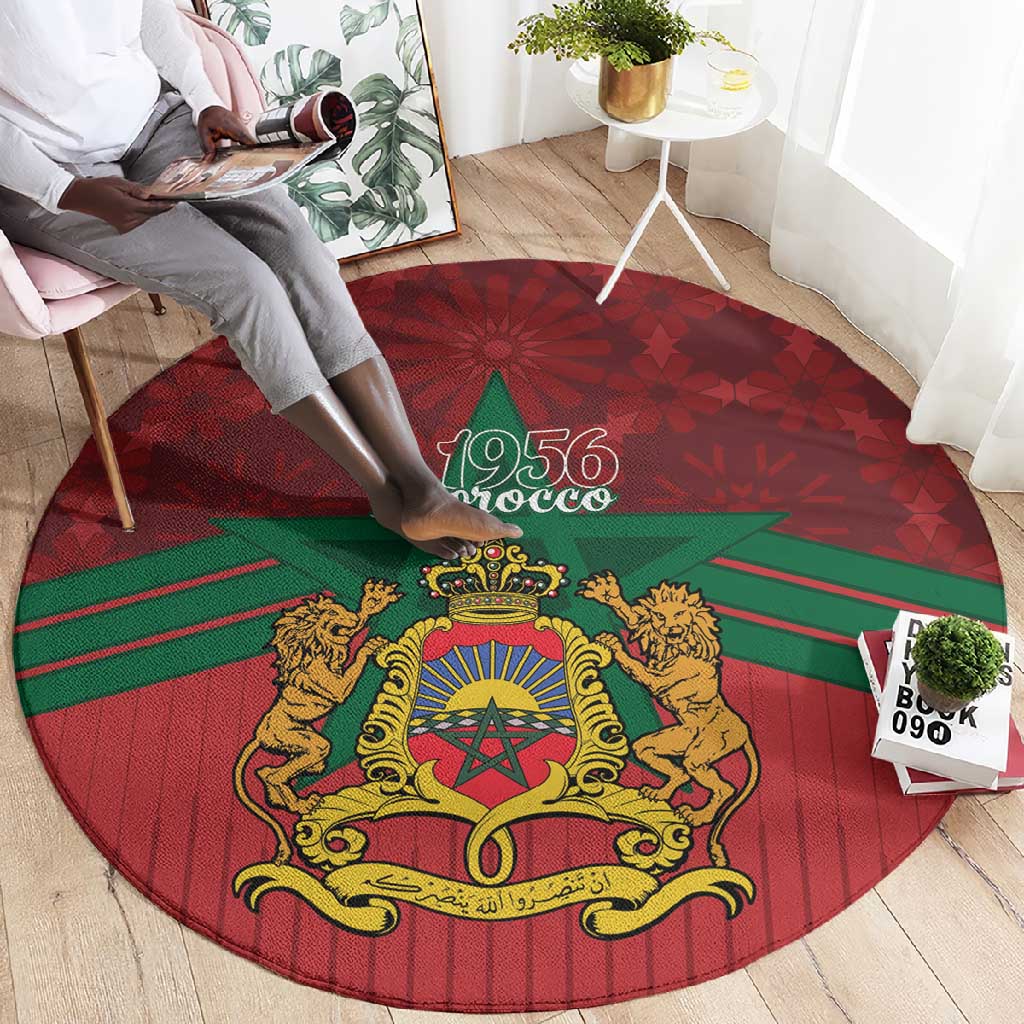 Afro Morocco Independence Day Round Carpet 1956 Proud Islamic Pattern - African Pride