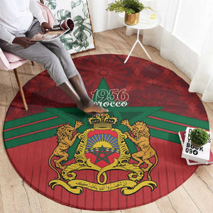 Afro Morocco Independence Day Round Carpet 1956 Proud Islamic Pattern - African Pride