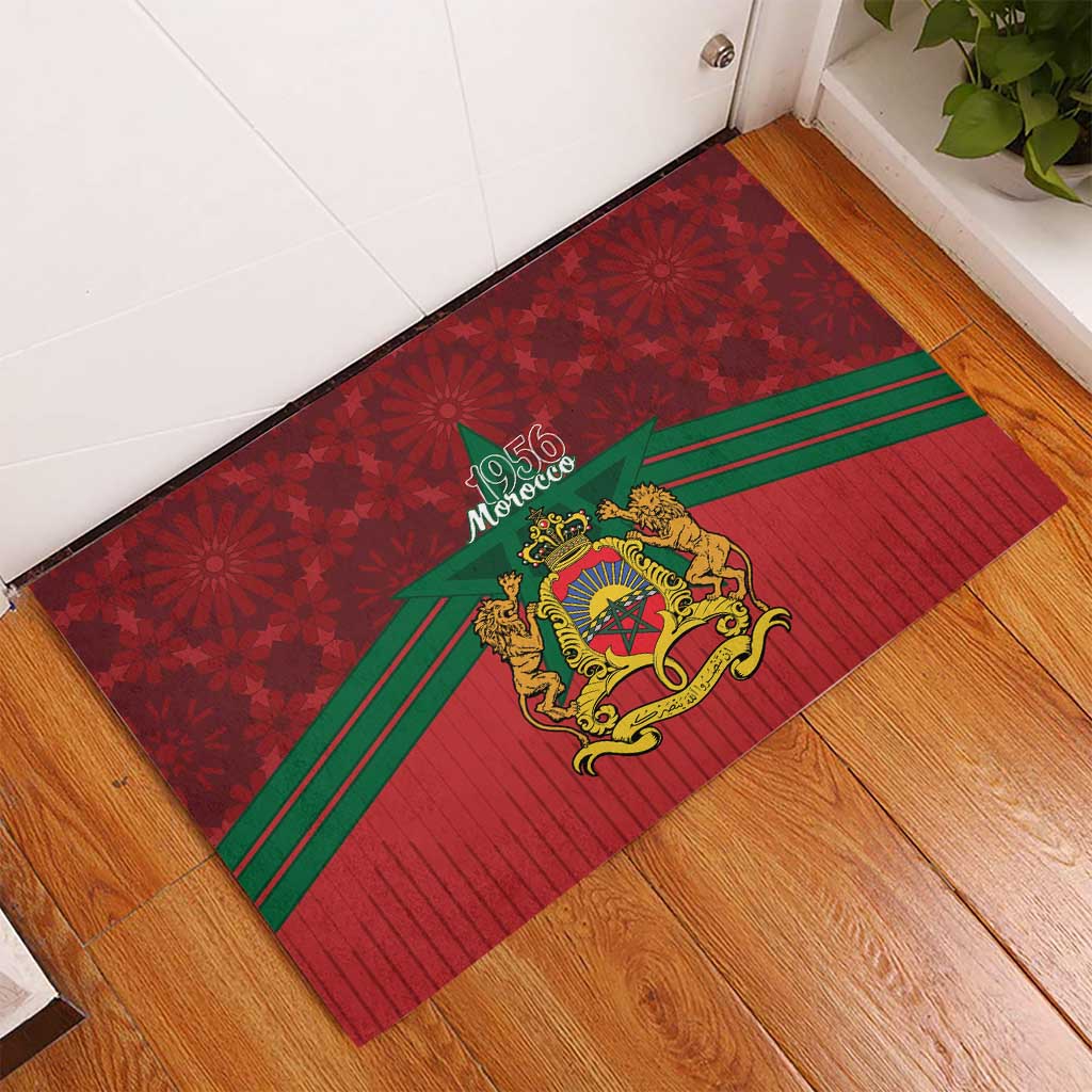 Afro Morocco Independence Day Rubber Doormat 1956 Proud Islamic Pattern - African Pride