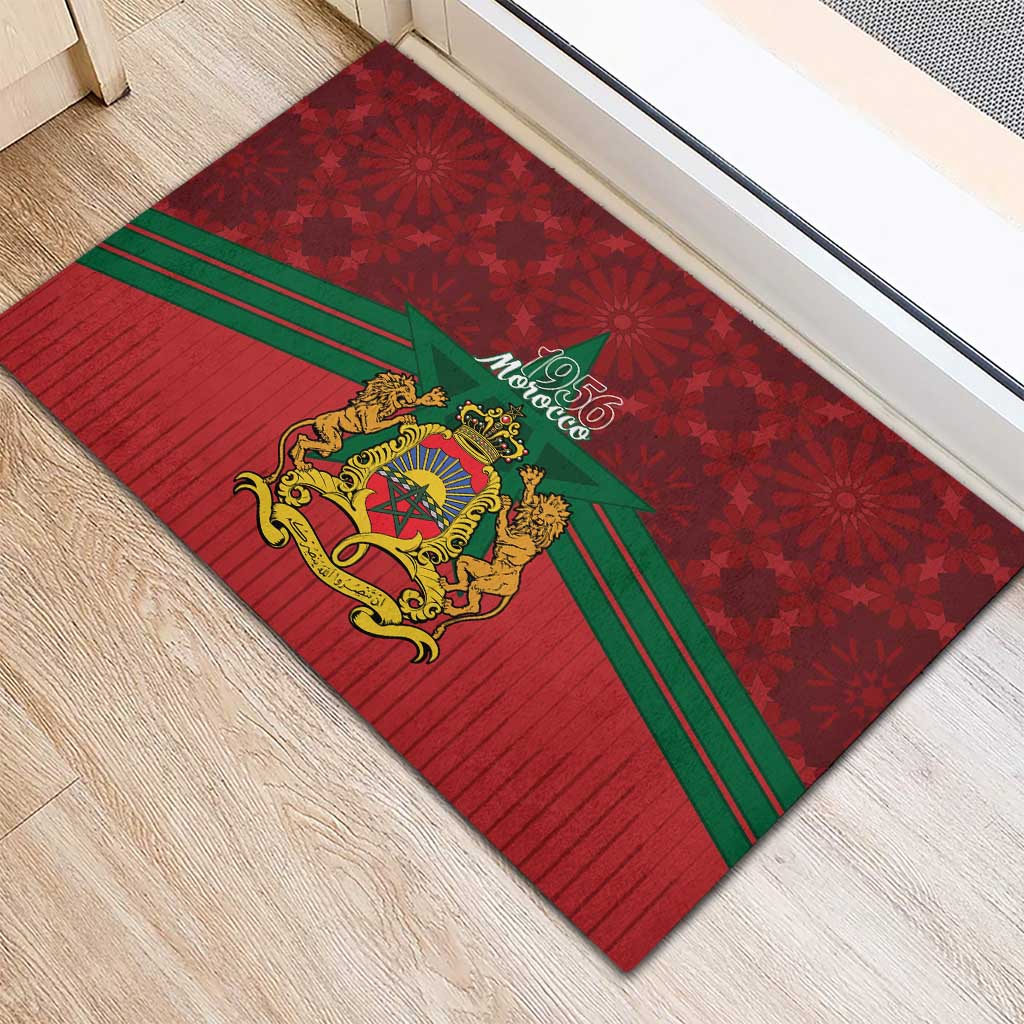 Afro Morocco Independence Day Rubber Doormat 1956 Proud Islamic Pattern - African Pride