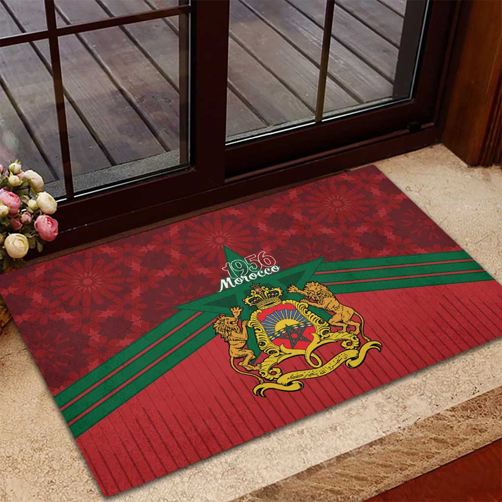 Afro Morocco Independence Day Rubber Doormat 1956 Proud Islamic Pattern - African Pride