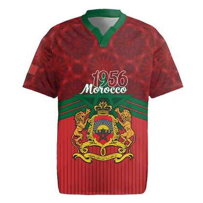 Personalized Afro Morocco Independence Day Rugby Jersey 1956 Proud Islamic Pattern - African Pride