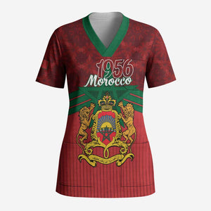 Personalized Afro Morocco Independence Day Scrub Top 1956 Proud Islamic Pattern - African Pride