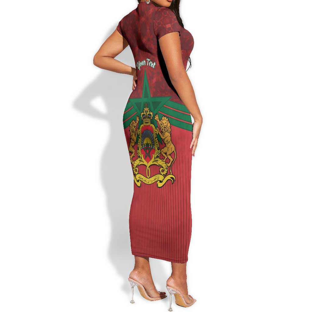 Personalized Afro Morocco Independence Day Short Sleeve Bodycon Dress 1956 Proud Islamic Pattern - African Pride