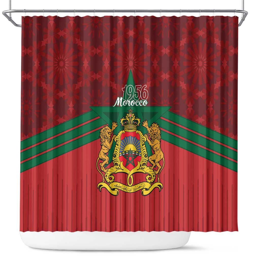 Afro Morocco Independence Day Shower Curtain 1956 Proud Islamic Pattern - African Pride