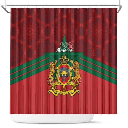 Afro Morocco Independence Day Shower Curtain 1956 Proud Islamic Pattern - African Pride