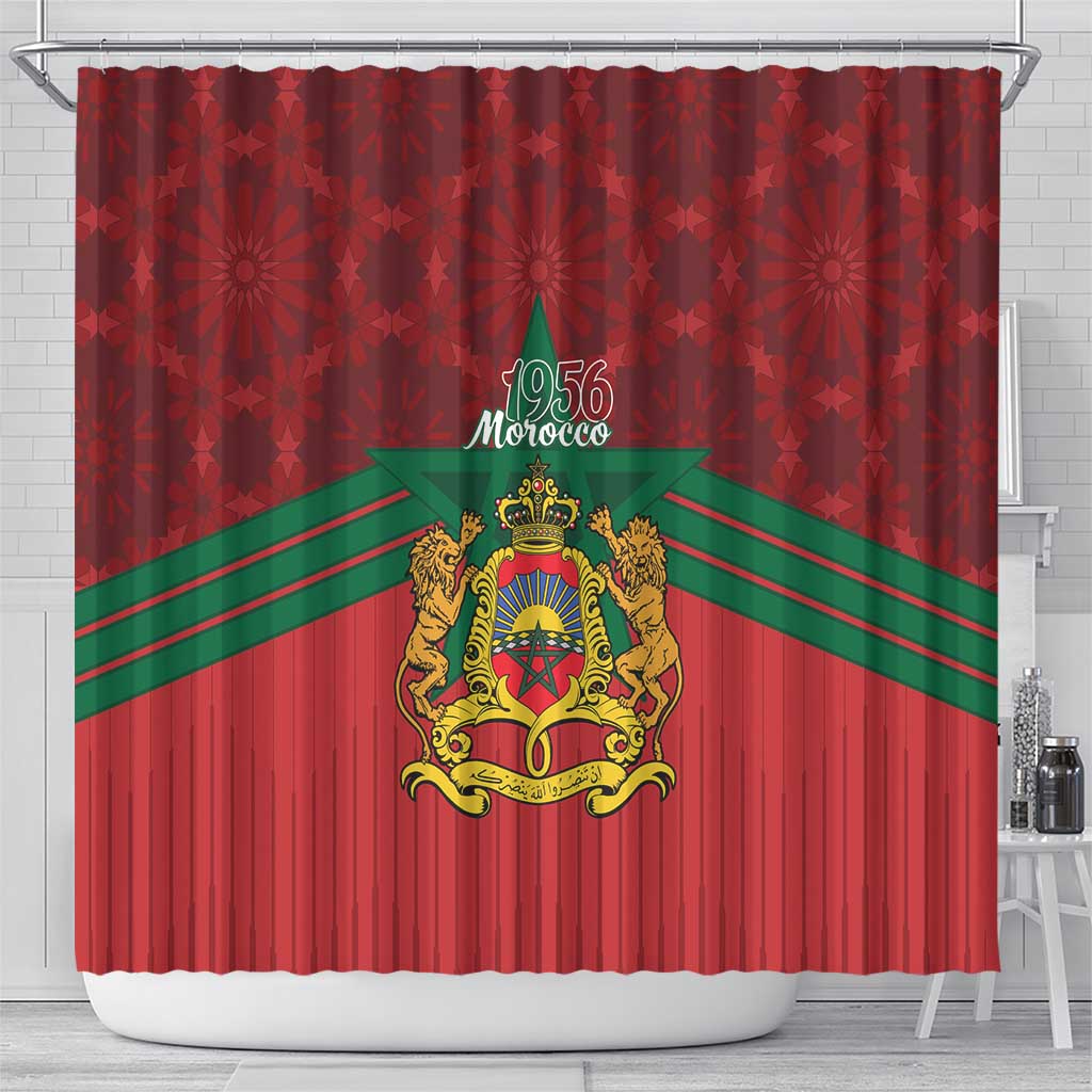 Afro Morocco Independence Day Shower Curtain 1956 Proud Islamic Pattern - African Pride