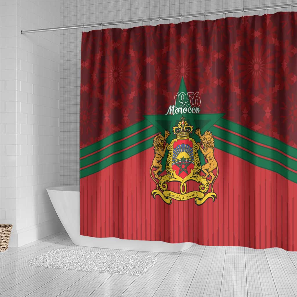 Afro Morocco Independence Day Shower Curtain 1956 Proud Islamic Pattern - African Pride