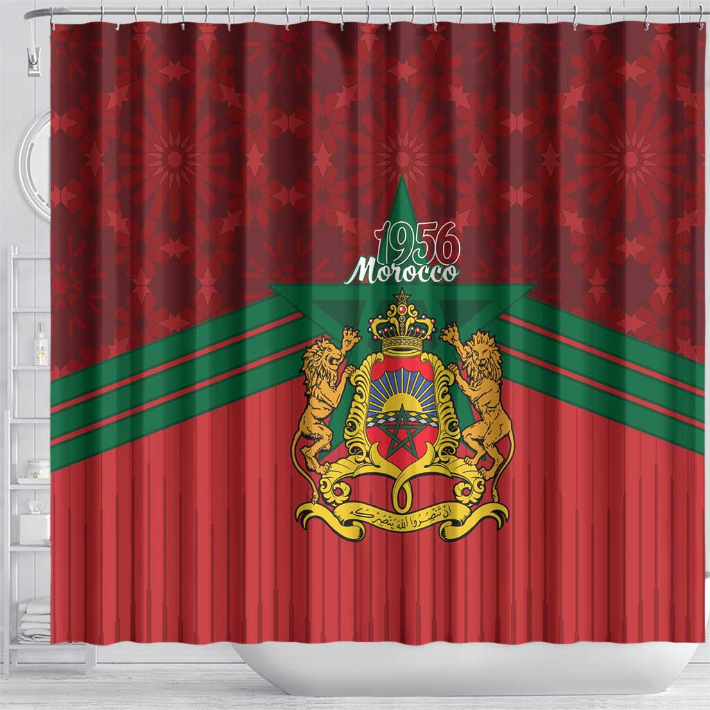 Afro Morocco Independence Day Shower Curtain 1956 Proud Islamic Pattern - African Pride