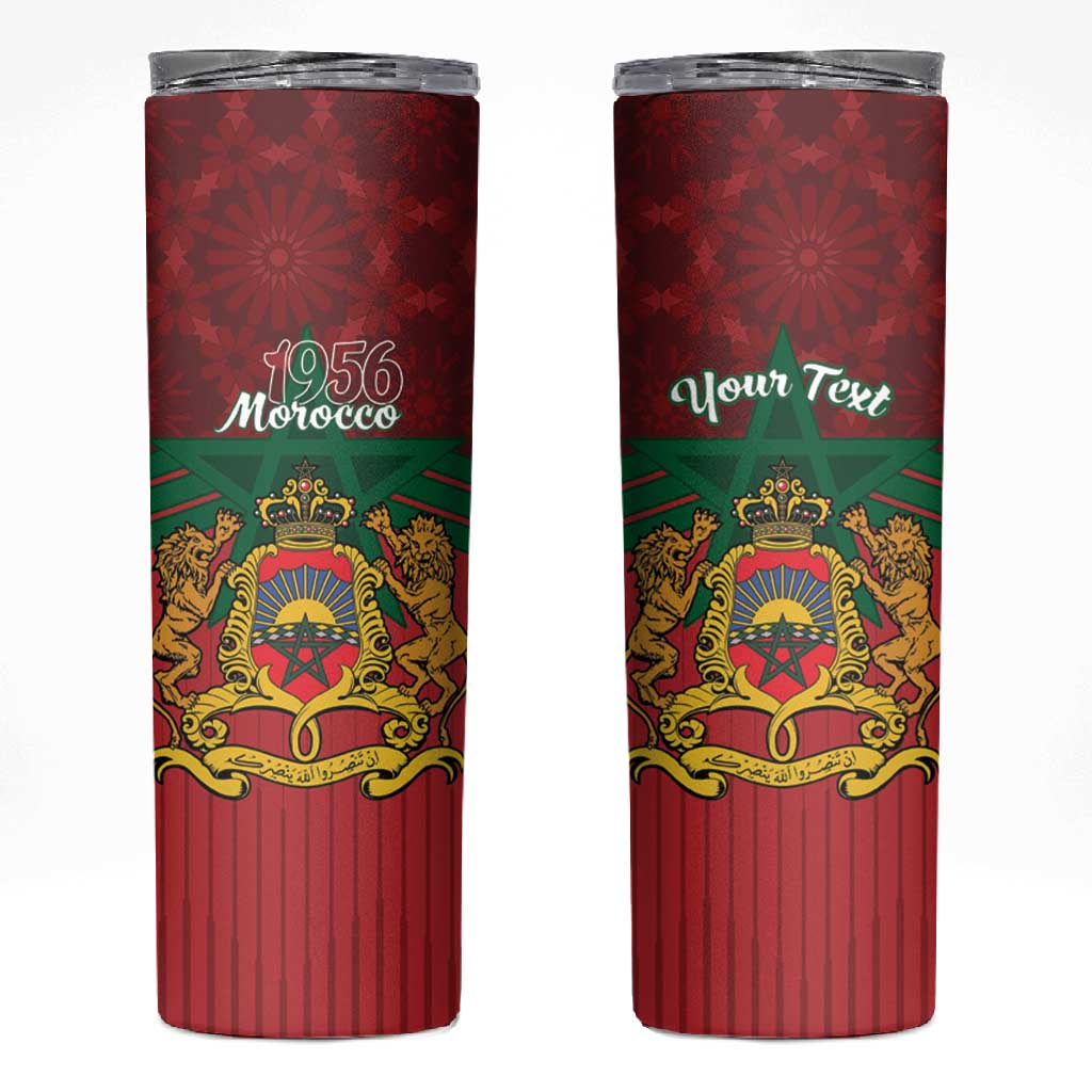Personalized Afro Morocco Independence Day Skinny Tumbler 1956 Proud Islamic Pattern - African Pride