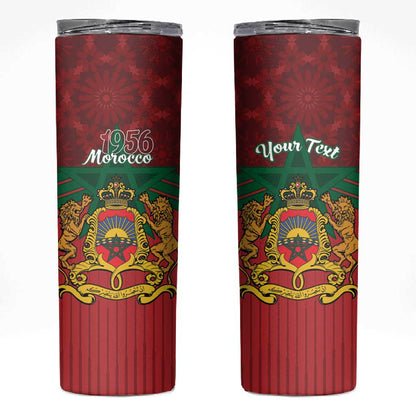 Personalized Afro Morocco Independence Day Skinny Tumbler 1956 Proud Islamic Pattern - African Pride