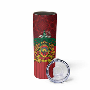 Personalized Afro Morocco Independence Day Skinny Tumbler 1956 Proud Islamic Pattern - African Pride