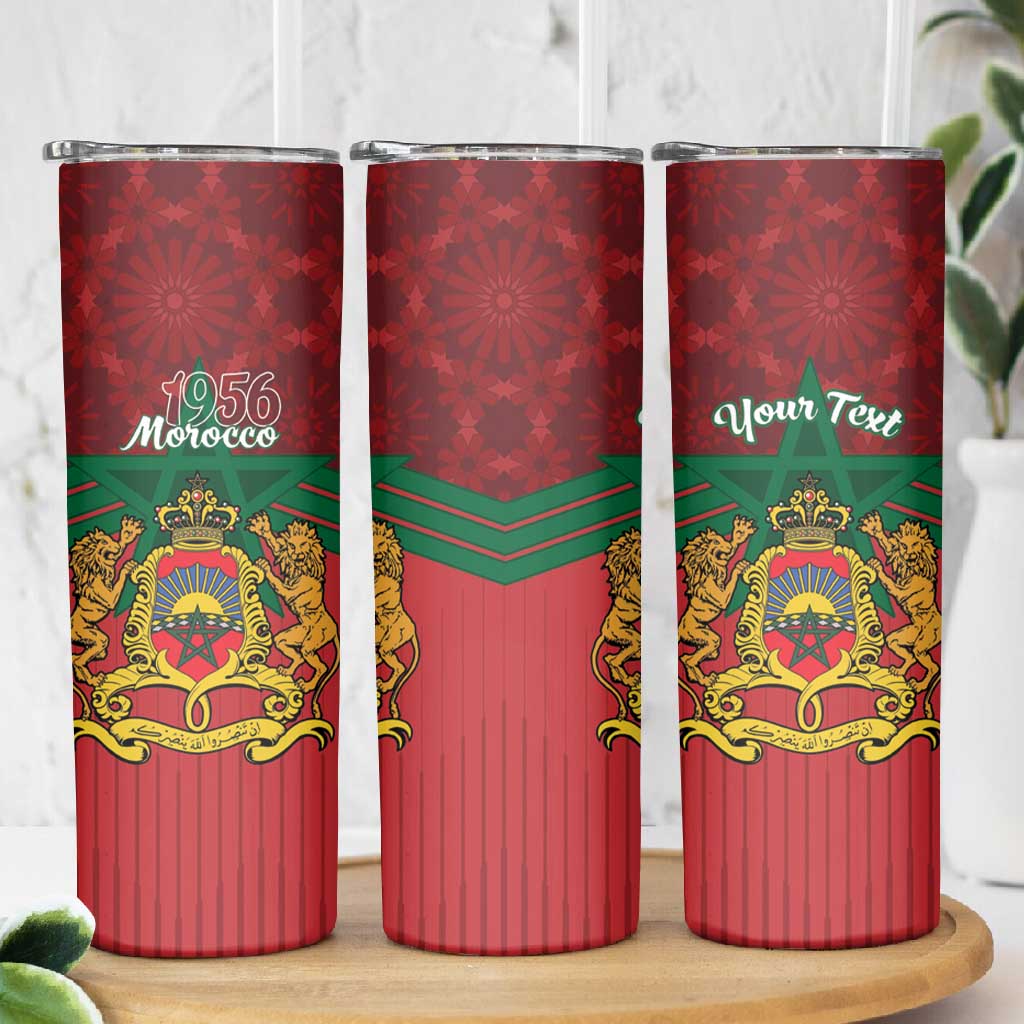 Personalized Afro Morocco Independence Day Skinny Tumbler 1956 Proud Islamic Pattern - African Pride