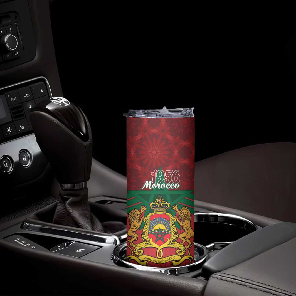 Personalized Afro Morocco Independence Day Skinny Tumbler 1956 Proud Islamic Pattern - African Pride