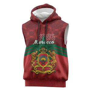 Personalized Afro Morocco Independence Day Sleeveless Hoodie 1956 Proud Islamic Pattern - African Pride