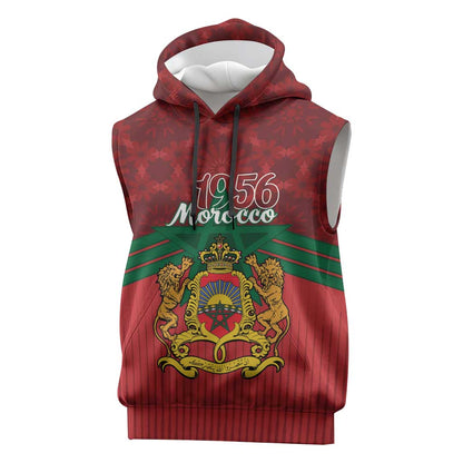 Personalized Afro Morocco Independence Day Sleeveless Hoodie 1956 Proud Islamic Pattern - African Pride