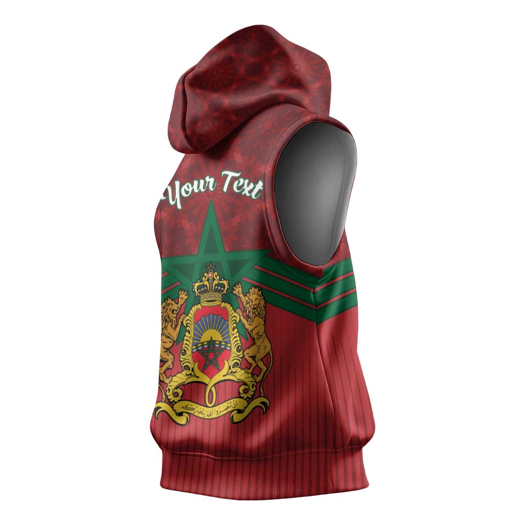 Personalized Afro Morocco Independence Day Sleeveless Hoodie 1956 Proud Islamic Pattern - African Pride