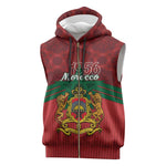 Personalized Afro Morocco Independence Day Sleeveless Zip Hoodie 1956 Proud Islamic Pattern - African Pride
