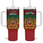 Personalized Afro Morocco Independence Day Tumbler With Handle 1956 Proud Islamic Pattern - African Pride