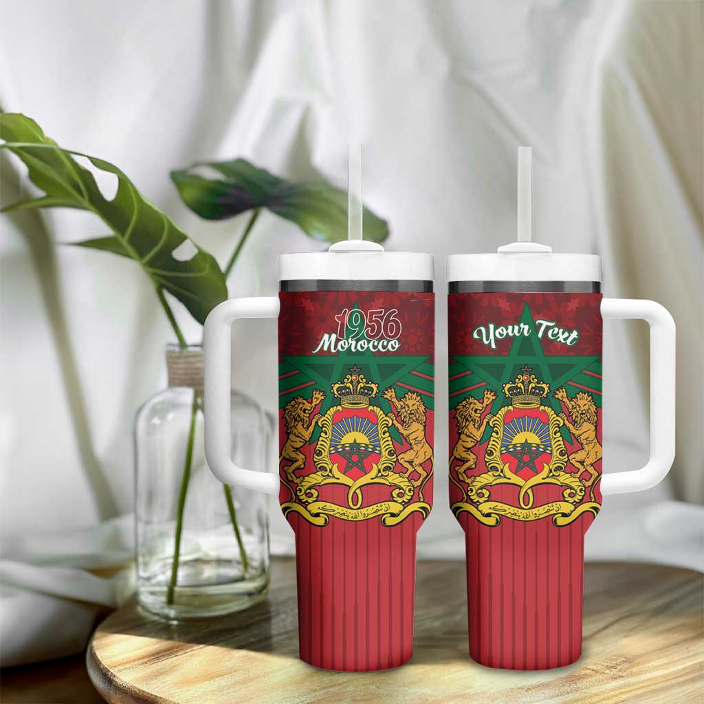 Personalized Afro Morocco Independence Day Tumbler With Handle 1956 Proud Islamic Pattern - African Pride
