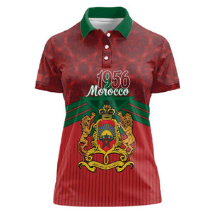 Personalized Afro Morocco Independence Day Women Polo Shirt 1956 Proud Islamic Pattern - African Pride