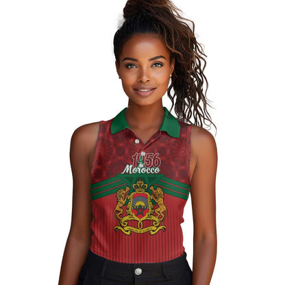 Personalized Afro Morocco Independence Day Women Sleeveless Polo Shirt 1956 Proud Islamic Pattern - African Pride