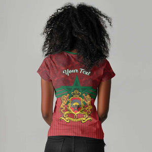 Personalized Afro Morocco Independence Day Women V-Neck T-Shirt 1956 Proud Islamic Pattern - African Pride