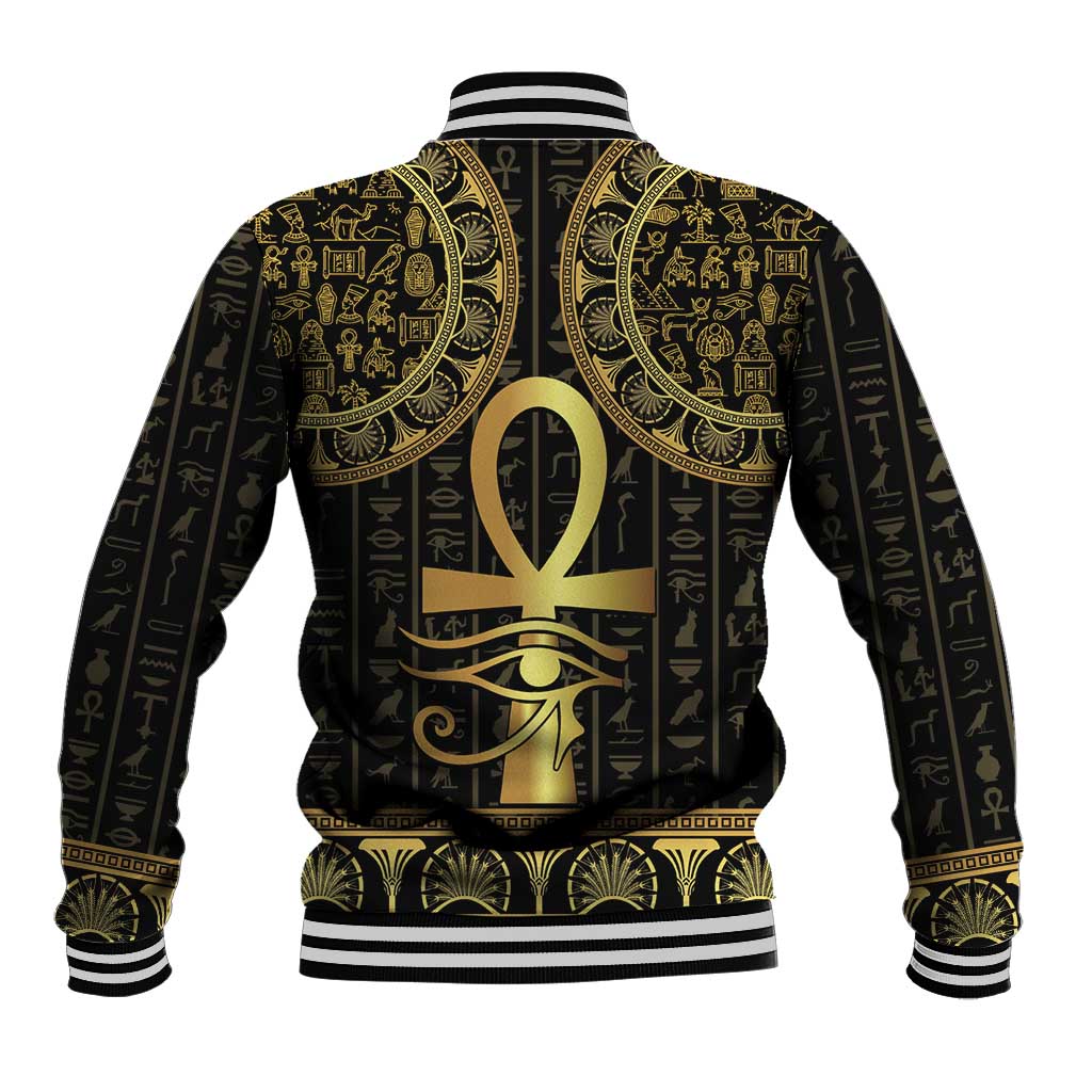 Afro Ancient Egypt Ankh and Eye Of Horus Baseball Jacket Egyptian Hieroglyphs