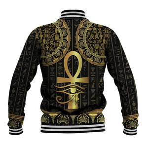 Afro Ancient Egypt Ankh and Eye Of Horus Baseball Jacket Egyptian Hieroglyphs