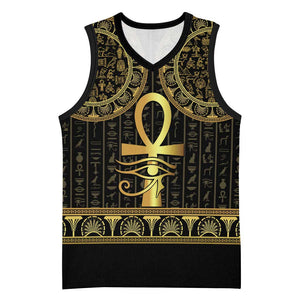 Afro Ancient Egypt Ankh and Eye Of Horus Basketball Jersey Egyptian Hieroglyphs - African Pride