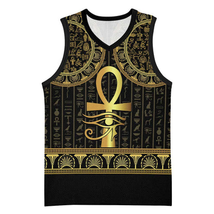Afro Ancient Egypt Ankh and Eye Of Horus Basketball Jersey Egyptian Hieroglyphs - African Pride
