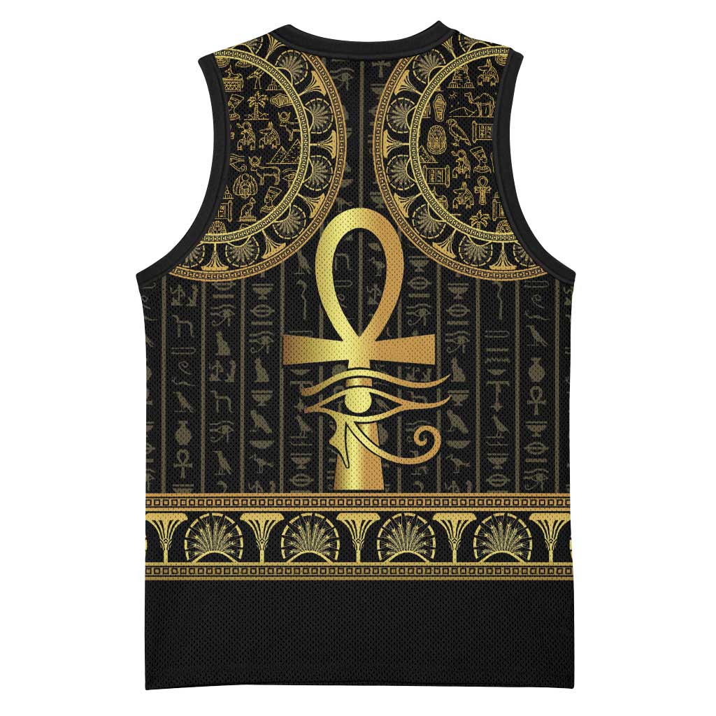 Afro Ancient Egypt Ankh and Eye Of Horus Basketball Jersey Egyptian Hieroglyphs - African Pride