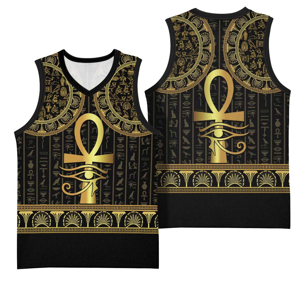 Afro Ancient Egypt Ankh and Eye Of Horus Basketball Jersey Egyptian Hieroglyphs - African Pride