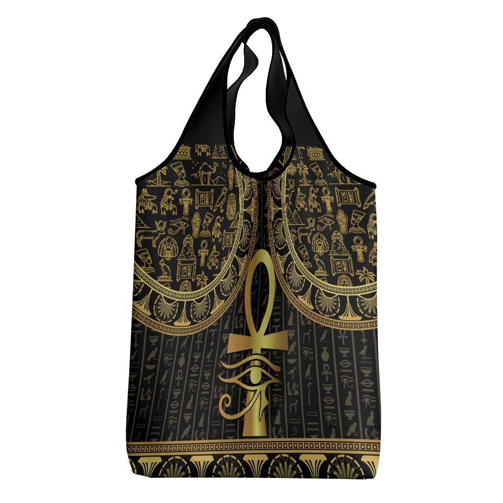 Afro Ancient Egypt Ankh and Eye Of Horus Grocery Bag Egyptian Hieroglyphs