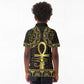 Afro Ancient Egypt Ankh and Eye Of Horus Kid Polo Shirt Egyptian Hieroglyphs