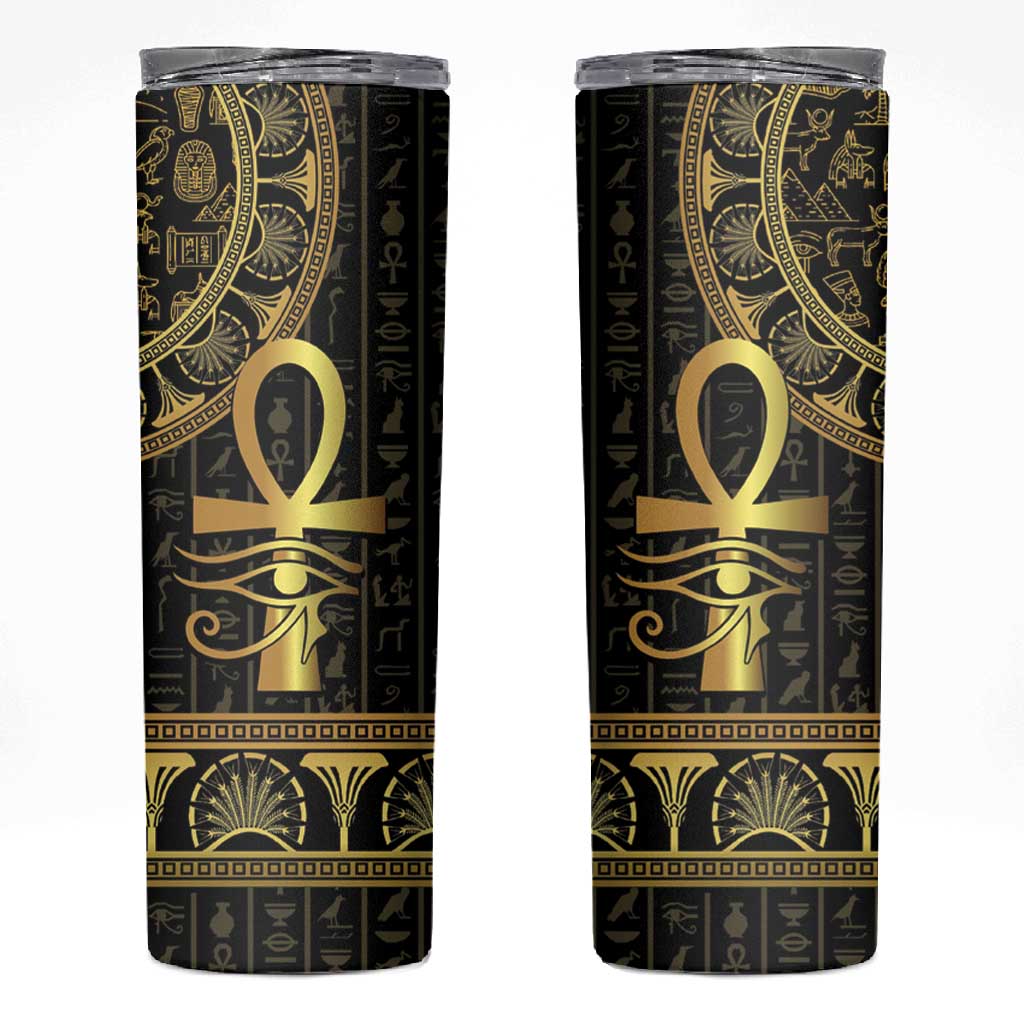 Afro Ancient Egypt Ankh and Eye Of Horus Skinny Tumbler Egyptian Hieroglyphs