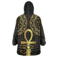 Afro Ancient Egypt Ankh and Eye Of Horus Wearable Blanket Hoodie Egyptian Hieroglyphs