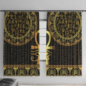 Afro Ancient Egypt Ankh and Eye Of Horus Window Curtain Egyptian Hieroglyphs
