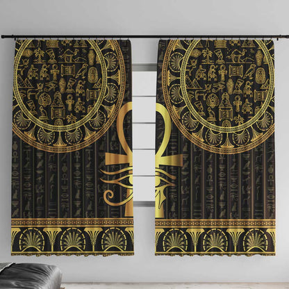 Afro Ancient Egypt Ankh and Eye Of Horus Window Curtain Egyptian Hieroglyphs