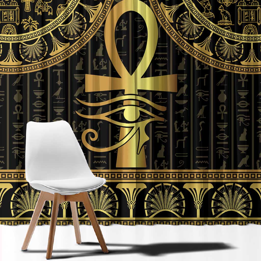 Afro Ancient Egypt Ankh and Eye Of Horus Window Curtain Egyptian Hieroglyphs