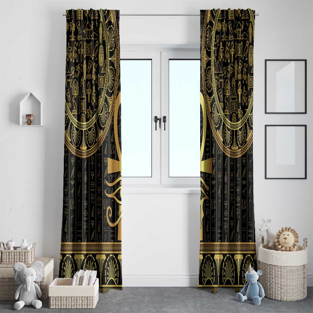 Afro Ancient Egypt Ankh and Eye Of Horus Window Curtain Egyptian Hieroglyphs