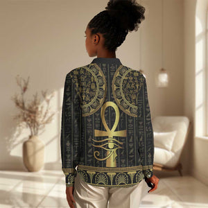 Afro Ancient Egypt Ankh and Eye Of Horus Women Casual Shirt Egyptian Hieroglyphs LT14