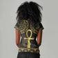 Afro Ancient Egypt Ankh and Eye Of Horus Women V-Neck T-Shirt Egyptian Hieroglyphs