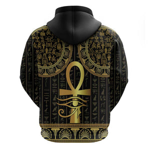 Afro Ancient Egypt Ankh and Eye Of Horus Zip Hoodie Egyptian Hieroglyphs