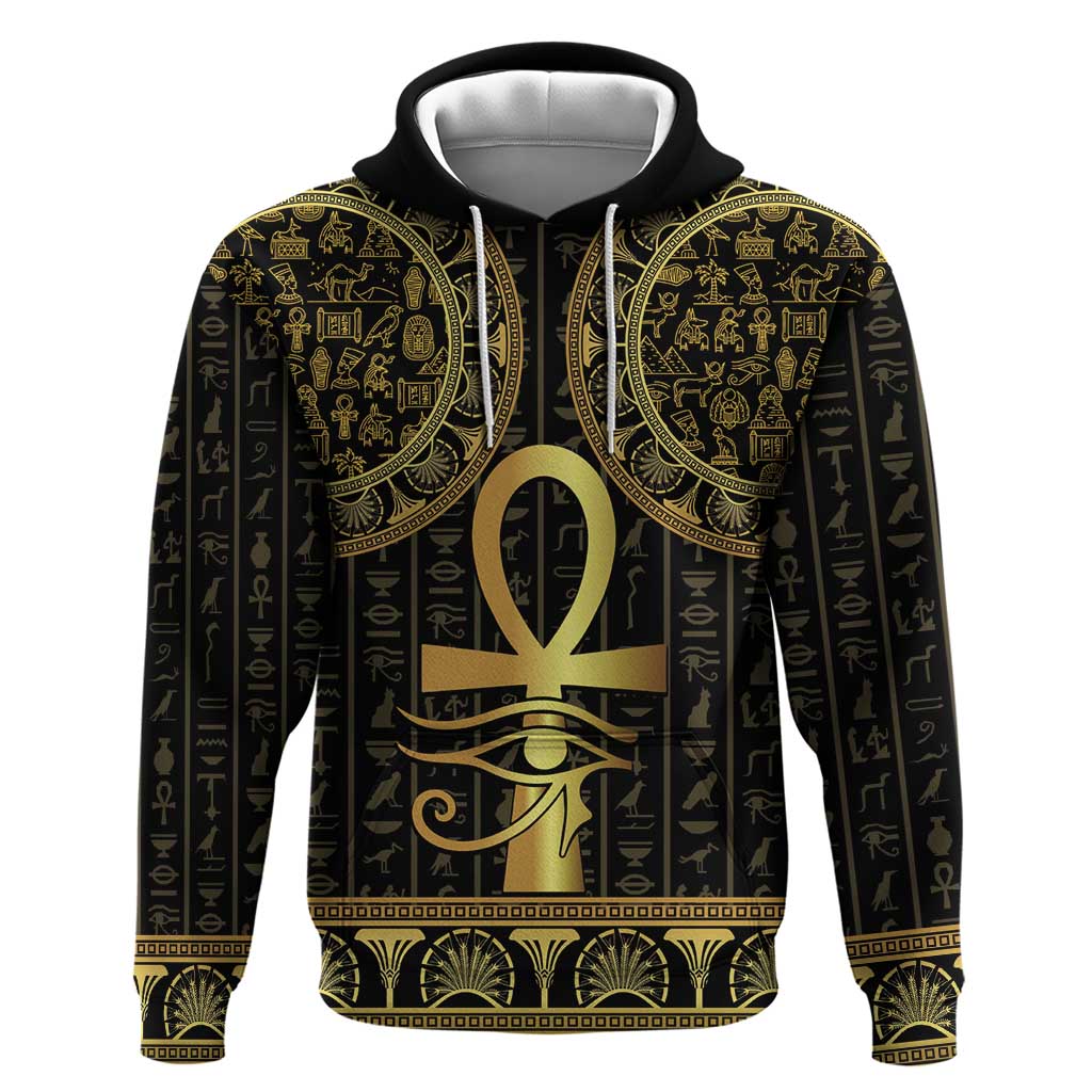 Afro Ancient Egypt Ankh and Eye Of Horus Zip Hoodie Egyptian Hieroglyphs