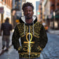 Afro Ancient Egypt Ankh and Eye Of Horus Zip Hoodie Egyptian Hieroglyphs