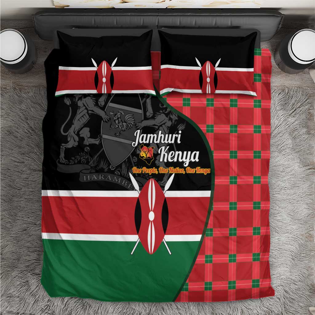 Afro Jamhuri ya Kenya Bedding Set One People One Nation Massai Shuka Pattern - African Pride