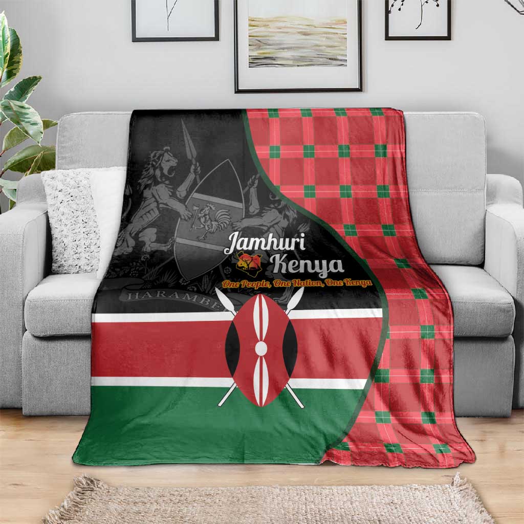 Afro Jamhuri ya Kenya Blanket One People One Nation Massai Shuka Pattern - African Pride