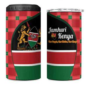 Afro Jamhuri ya Kenya 4 in 1 Can Cooler Tumbler One People One Nation Massai Shuka Pattern - African Pride