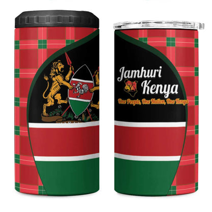 Afro Jamhuri ya Kenya 4 in 1 Can Cooler Tumbler One People One Nation Massai Shuka Pattern - African Pride